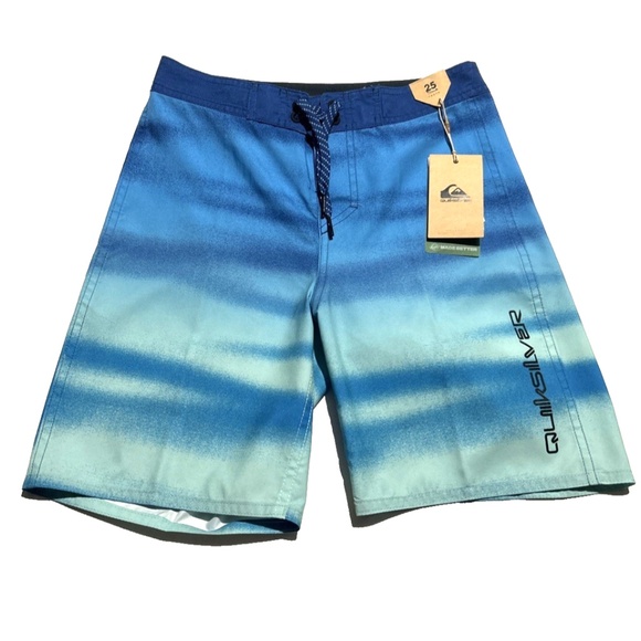 NWT Quicksilver Youth Boardshorts Swim Trunks‎ Size 25 in Blue and Teal - Picture 1 of 9